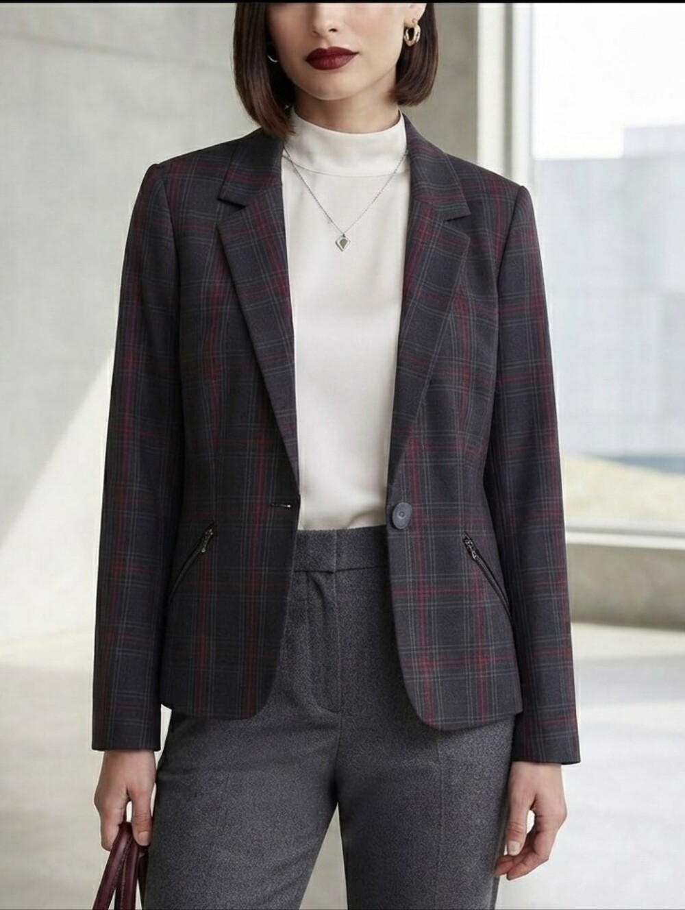 NWT Le Chateau S Old Money Academia Classic Preppy Plaid Single Breasted Blazer
